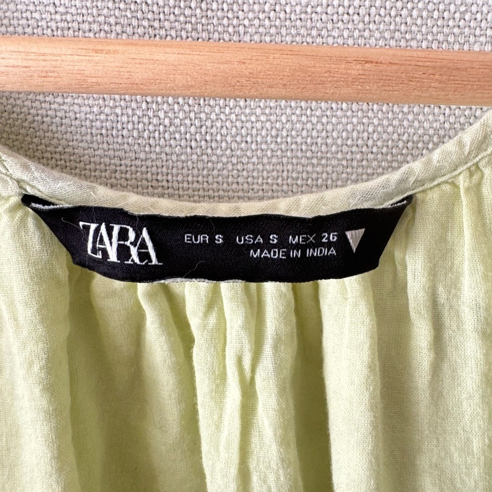 Zara Green Puff Sleeve Wrap Sundress - Picture 4 of 4